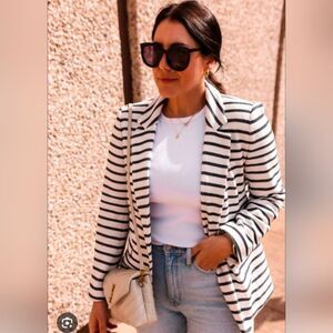 Loft striped single button Classic blazer Size 10P